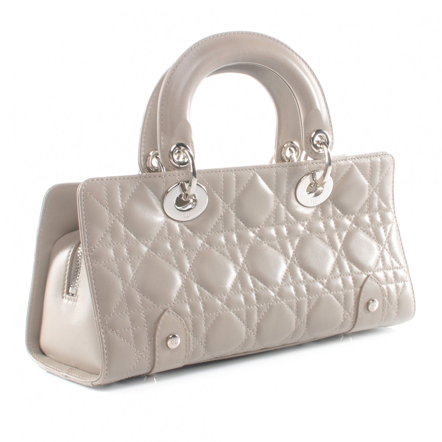 CHRISTIAN DIOR Cannage Quilted Soft Lady Dior East West Bag Taupe