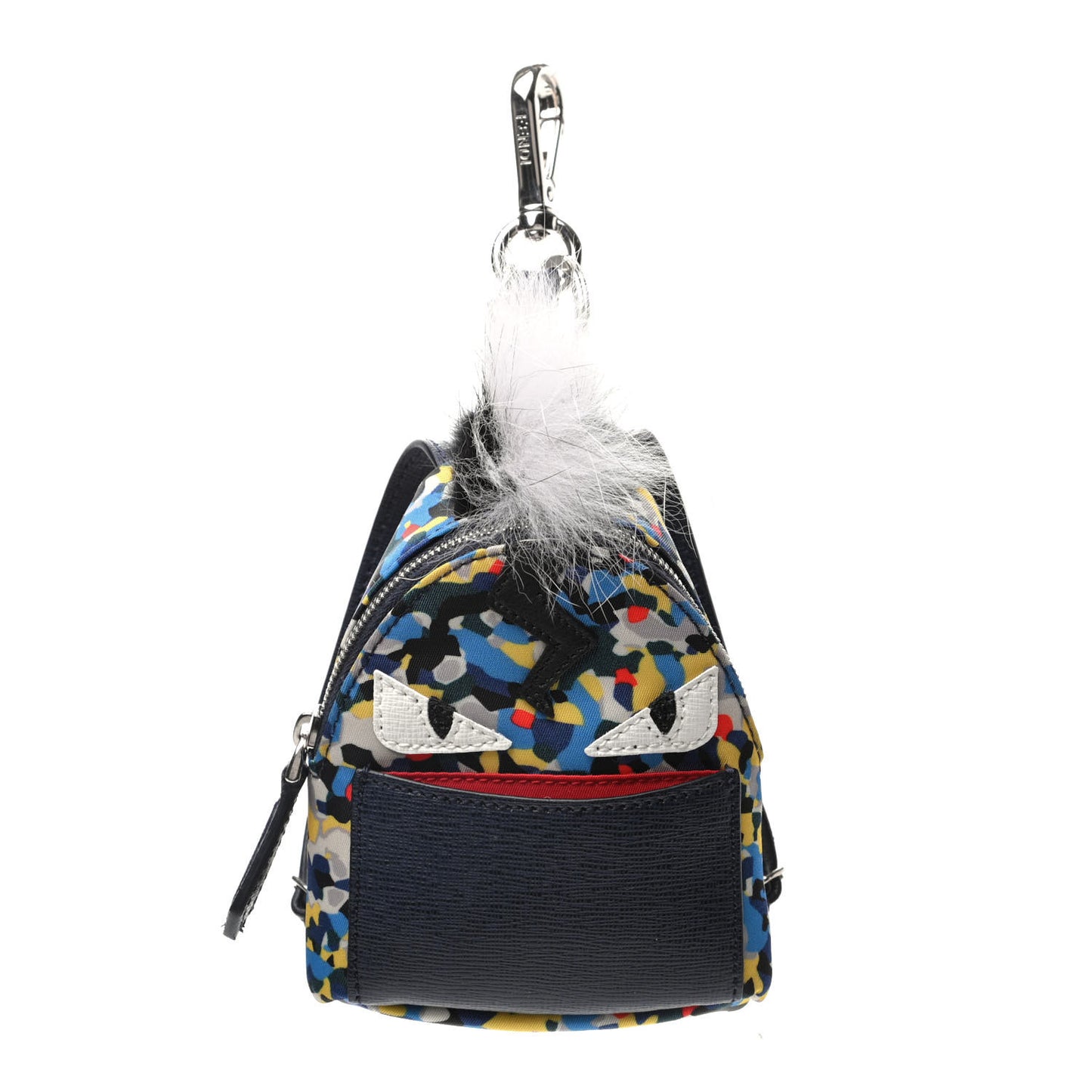 Nylon Vitello Elite Flamingo Fox Nutria Fur Lightning Monster Eyes Mini Backpack Charm Multicolor