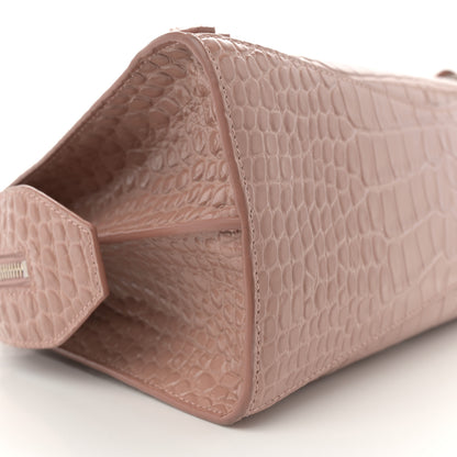 Balenciaga Shiny Supple Calfskin Crocodile Embossed Neo Classic Silver Hardware S City Nude Beige 9 of 13