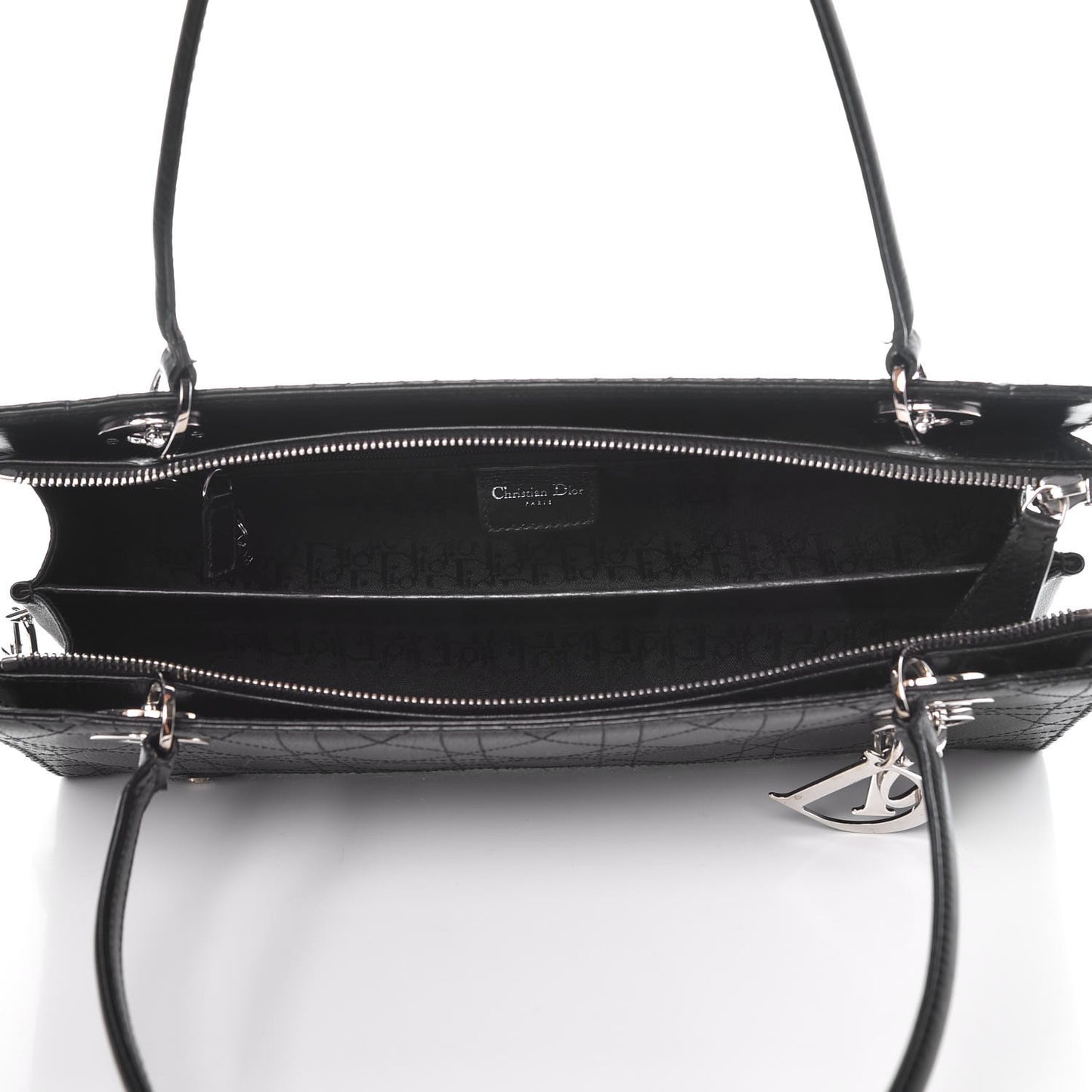 Calfskin Cannage Stitched East West Lady Dior Black