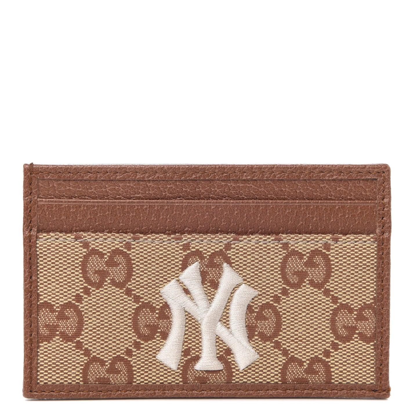 X MLB GG Monogram NY Yankees Card Holder Beige Ruggine Ivory