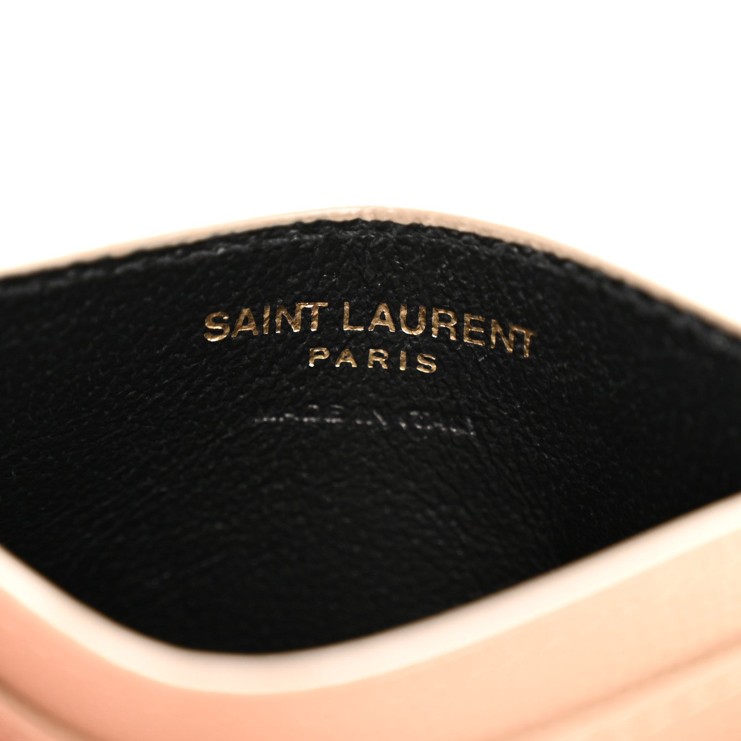 Saint Laurent Grain De Poudre Matelasse Chevron Monogram Credit Card Case Dark Beige 6 of 9