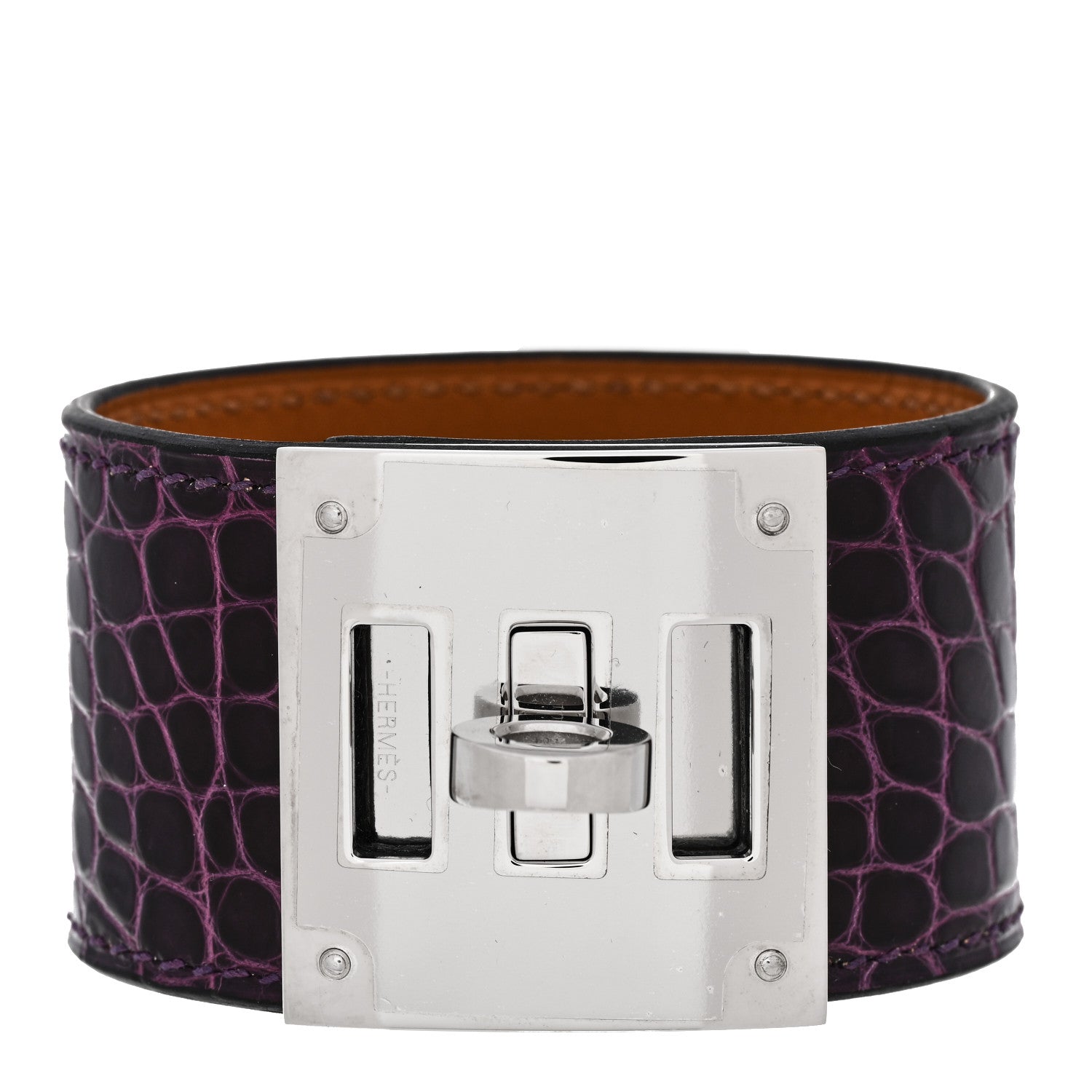 Hermes Shiny Alligator Kelly Dog Cuff Amethyst 1 of 6