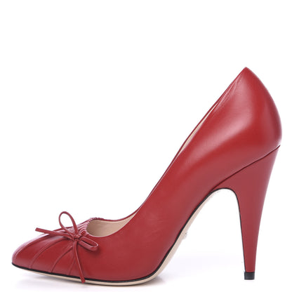 Gucci Nappa Bow High Heel Pumps 37.5 Hibiscus Red 1 of 9