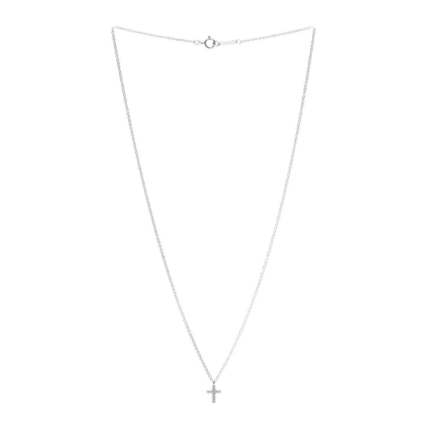 18K White Gold Diamond Mini Cross Pendant Necklace