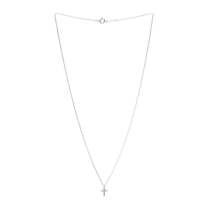 Tiffany 18K White Gold Diamond Mini Cross Pendant Necklace 3 of 6