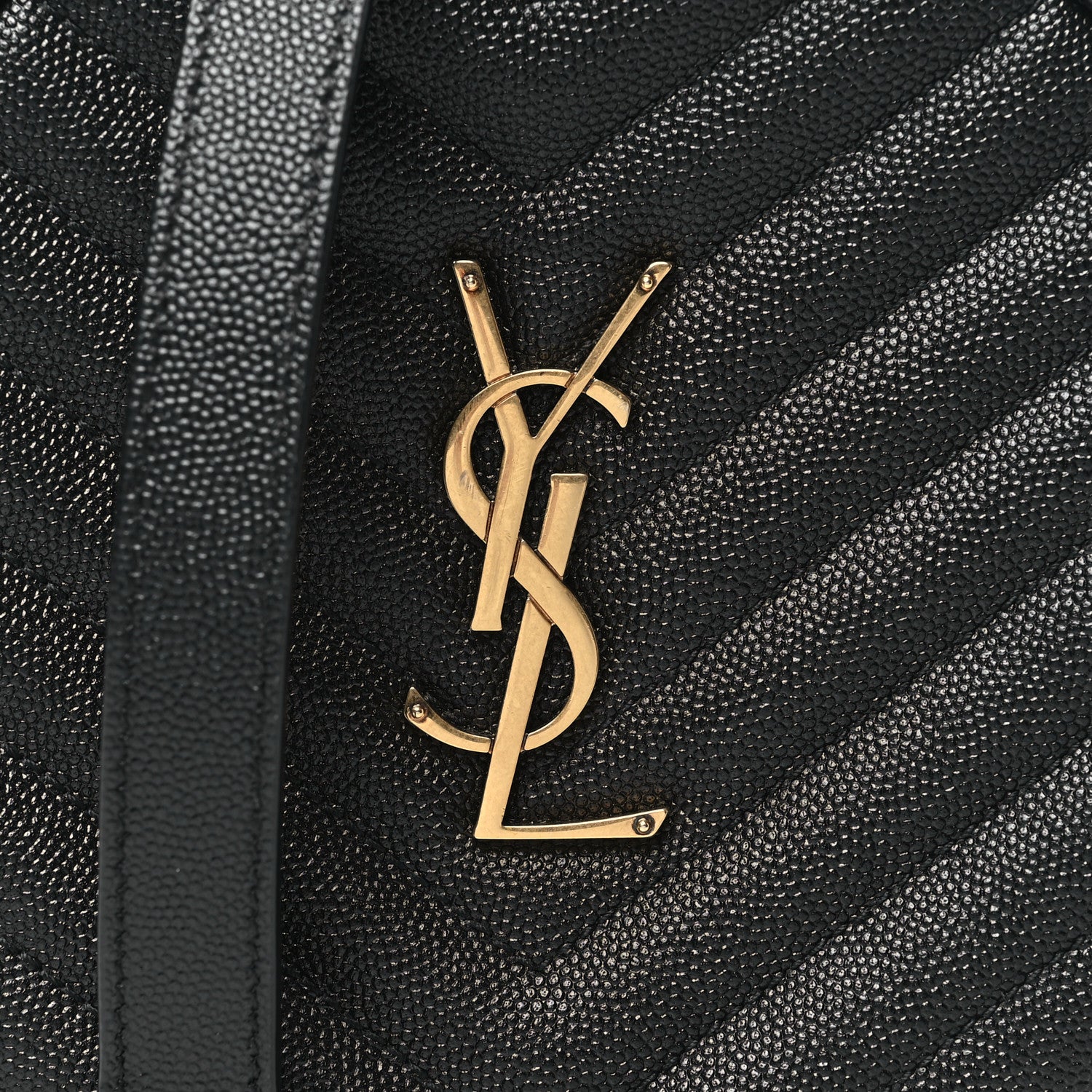 Saint Laurent Grain De Poudre Matelasse Chevron Quilted Round Vinyle Camera Bag Black 8 of 11