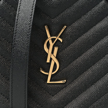 Saint Laurent Grain De Poudre Matelasse Chevron Quilted Round Vinyle Camera Bag Black 8 of 11