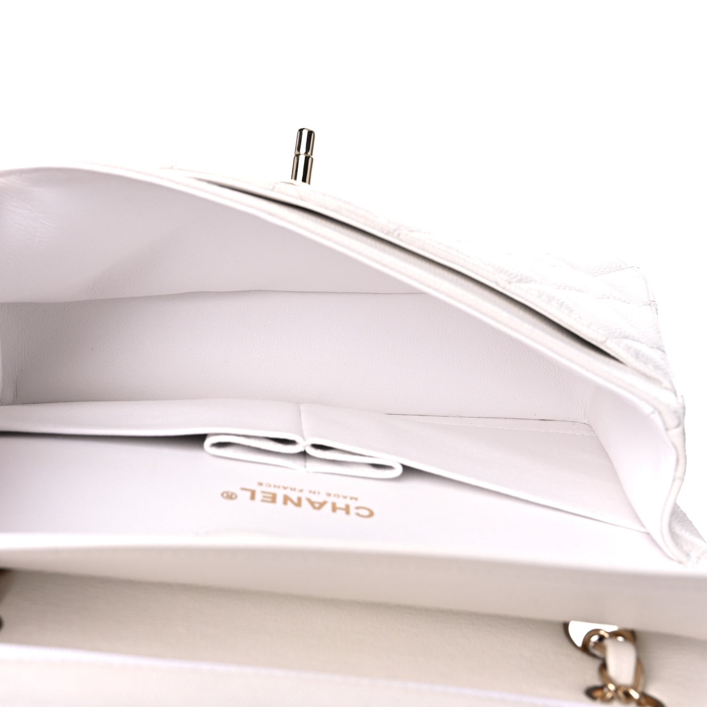 Caviar Quilted Small Double Flap White