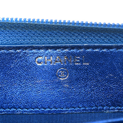 Chanel Metallic Patent Calfskin Quilted Boy L-Gusset Zip Wallet Blue 6 of 10