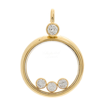 Chopard 18K Yellow Gold Diamond Happy Diamonds Round Pendant 1 of 4