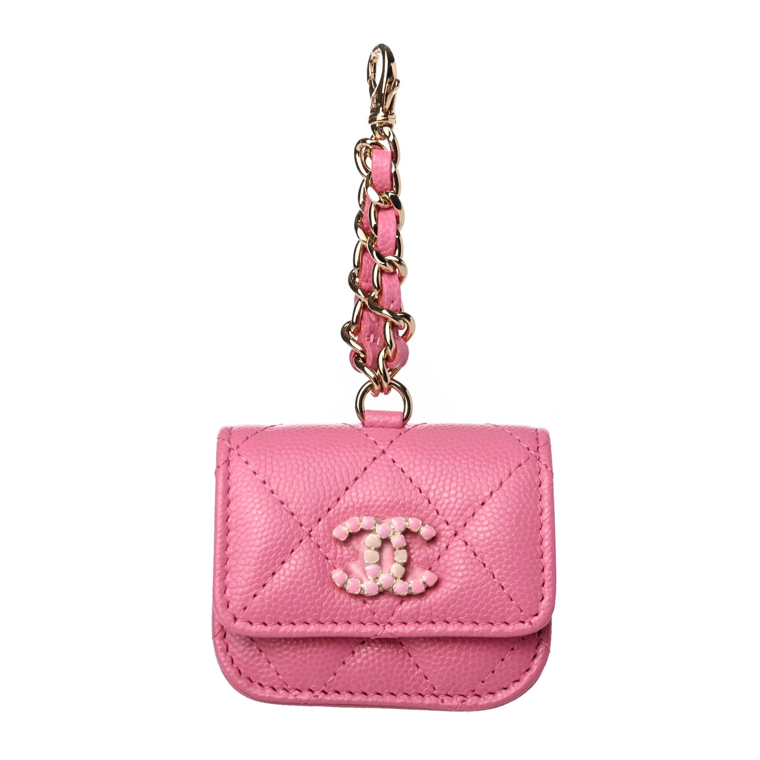 Chanel Caviar Quilted Crystal CC Airpods Pro Case Pink 1 of 6