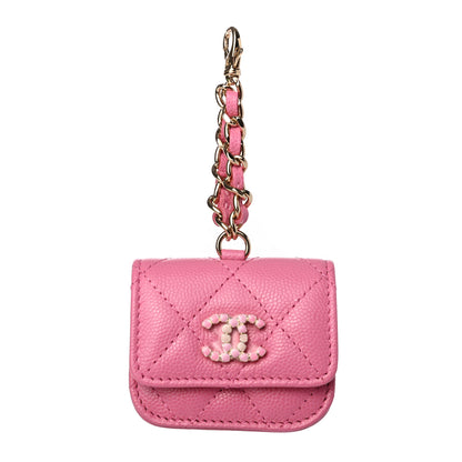 Chanel Caviar Quilted Crystal CC Airpods Pro Case Pink 1 of 6