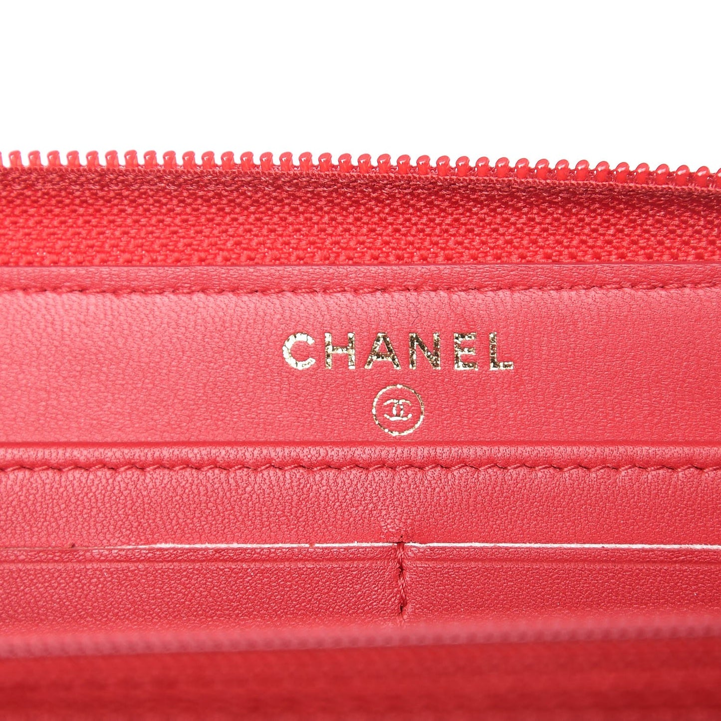 Lambskin Quilted Boy Zip Around Wallet Red