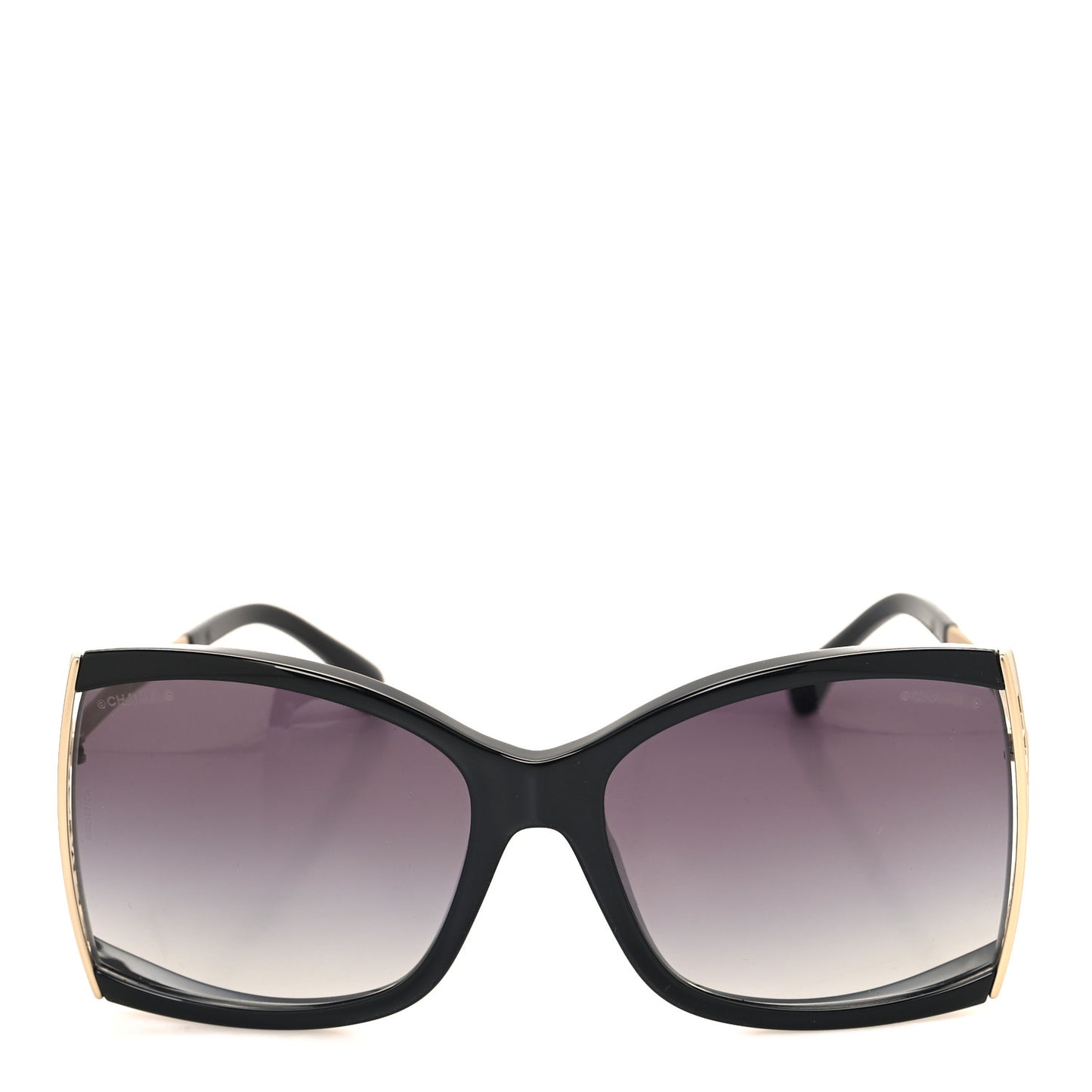 Acetate Metal Logo Square Sunglasses 71545A Black Gold