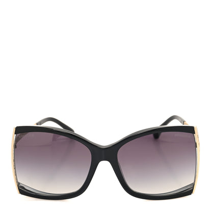 Chanel Acetate Metal Logo Square Sunglasses 71545A Black Gold 2 of 8