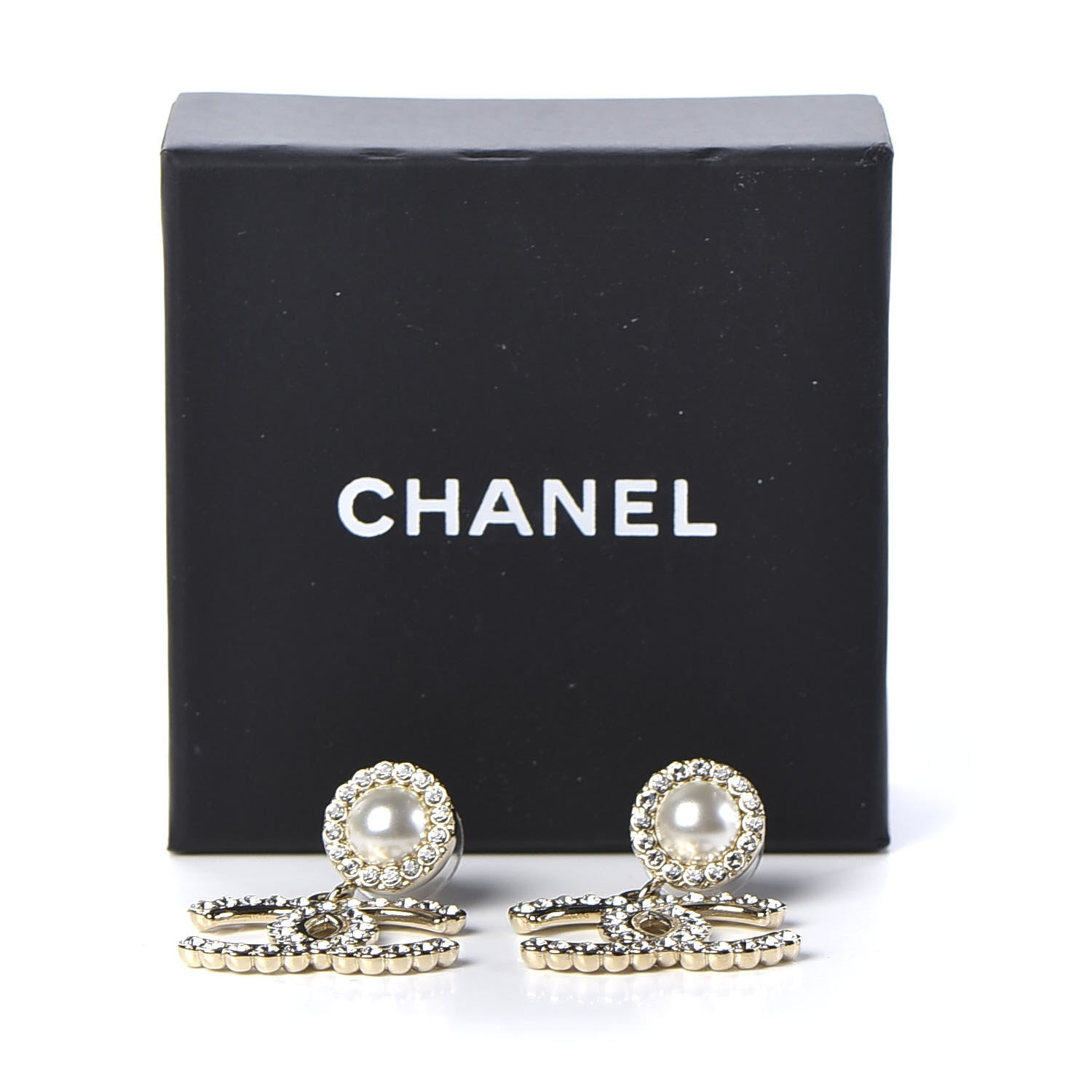 Chanel Crystal Pearl Bow-tiful CC Drop Earrings Gold 5 of 5