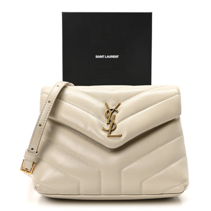Saint Laurent Calfskin Y Quilted Monogram Toy Loulou Crossbody Bag Crema Soft 11 of 11