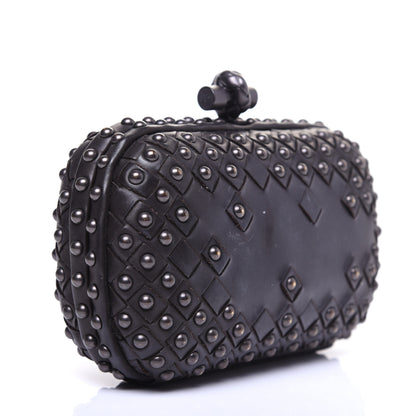 Bottega Veneta Waxy Nappa Intrecciato Knot Studded Clutch Black 3 of 13