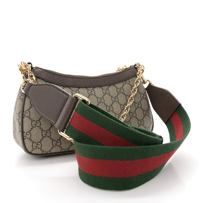 Gucci GG Supreme Monogram Textured Dollar Calfskin Web Small Ophidia GG Handbag Beige Ebony New Acero 3 of 11