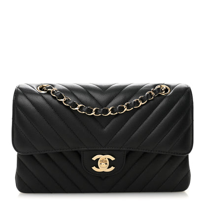 Chanel Caviar Flat Chevron Quilted Small Double Flap Black 1 of 11