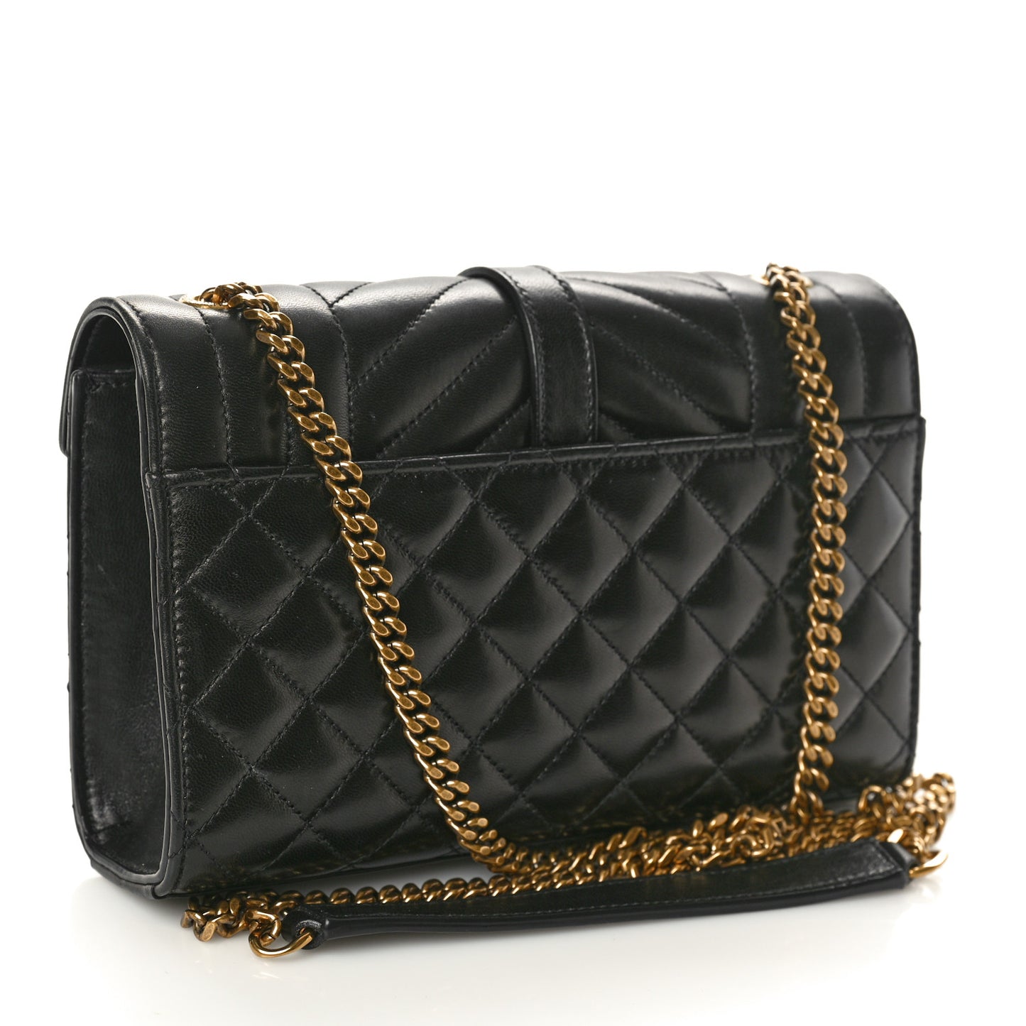 Lambskin Mixed Matelasse Triquilt Small Monogram Satchel Black