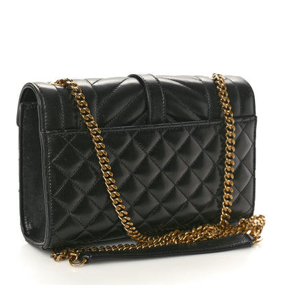 Saint Laurent Lambskin Mixed Matelasse Triquilt Small Monogram Satchel Black 3 of 9