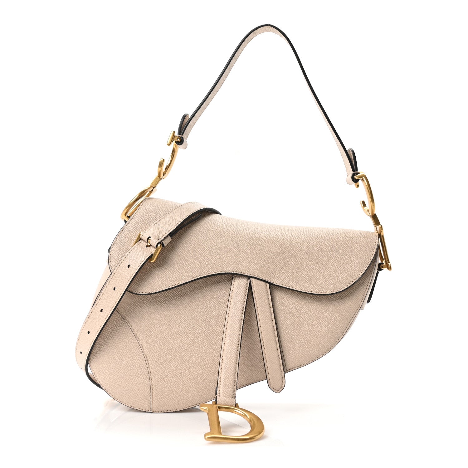 Christian Dior Grained Calfskin Saddle Bag With Strap Warm Taupe 1 of 9