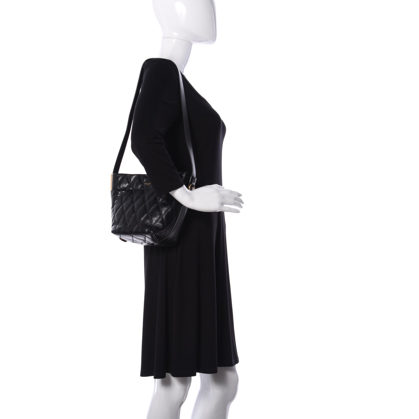 Lambskin Quilted Mini GV Bucket Bag Black