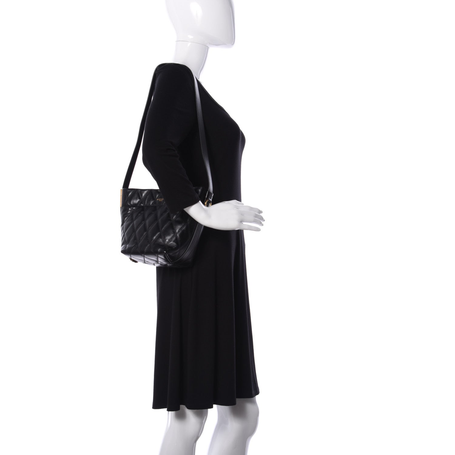 Givenchy Lambskin Quilted Mini GV Bucket Bag Black 2 of 9