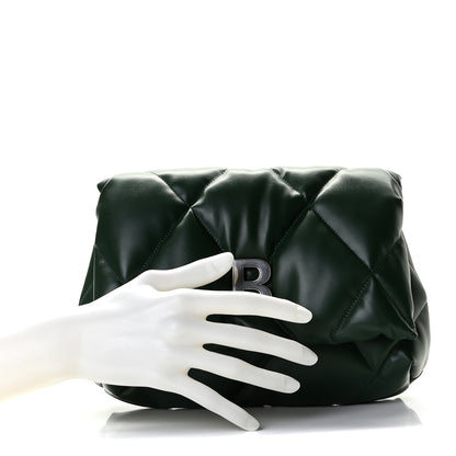 Balenciaga Nappa Calfskin Quilted Touch B Puffy Clutch Forest Green 2 of 9