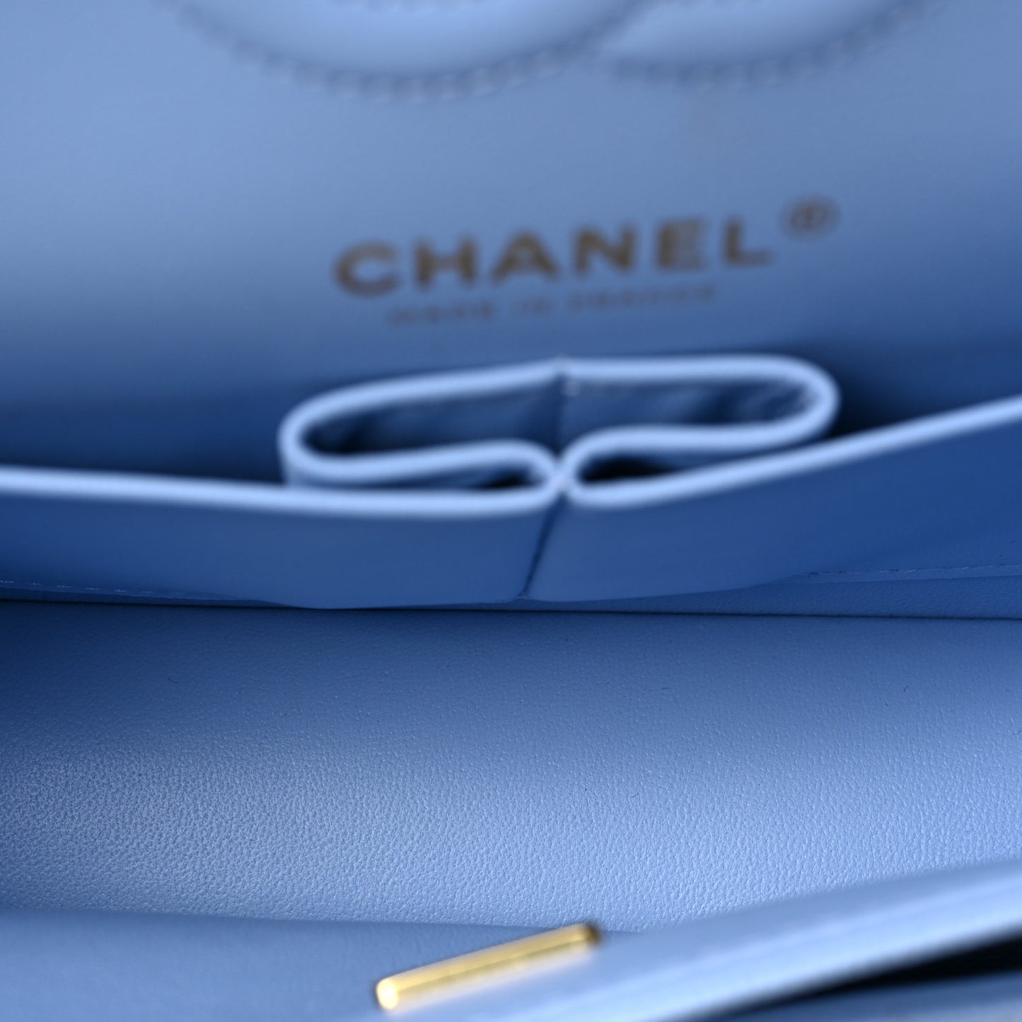Caviar Quilted Small Double Flap Light Blue