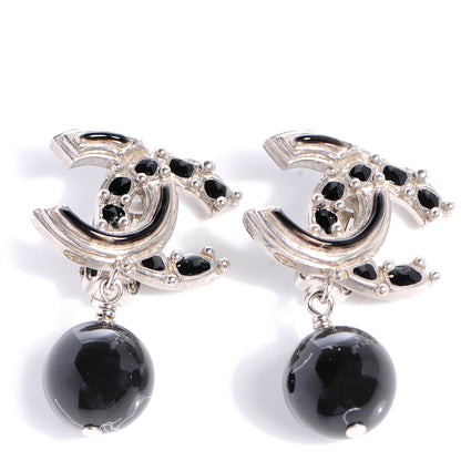 Chanel Enamel CC Drop Clip On Earrings Black 1 of 5