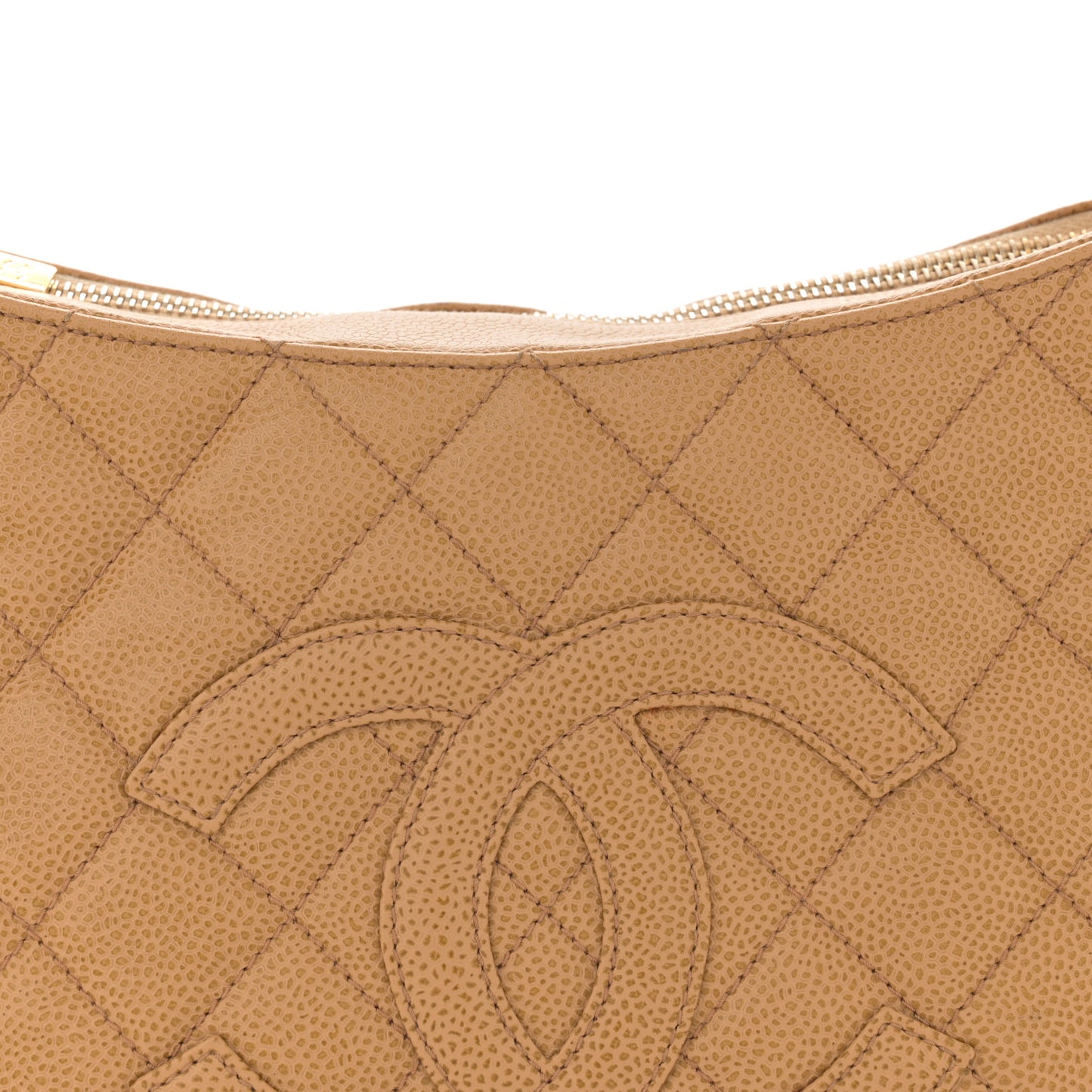 Caviar Quilted Timeless CC Shoulder Bag Beige