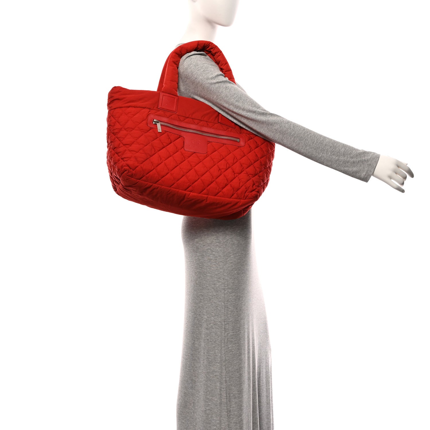 Chanel Nylon Quilted Large Coco Cocoon Tote Red 2 of 10