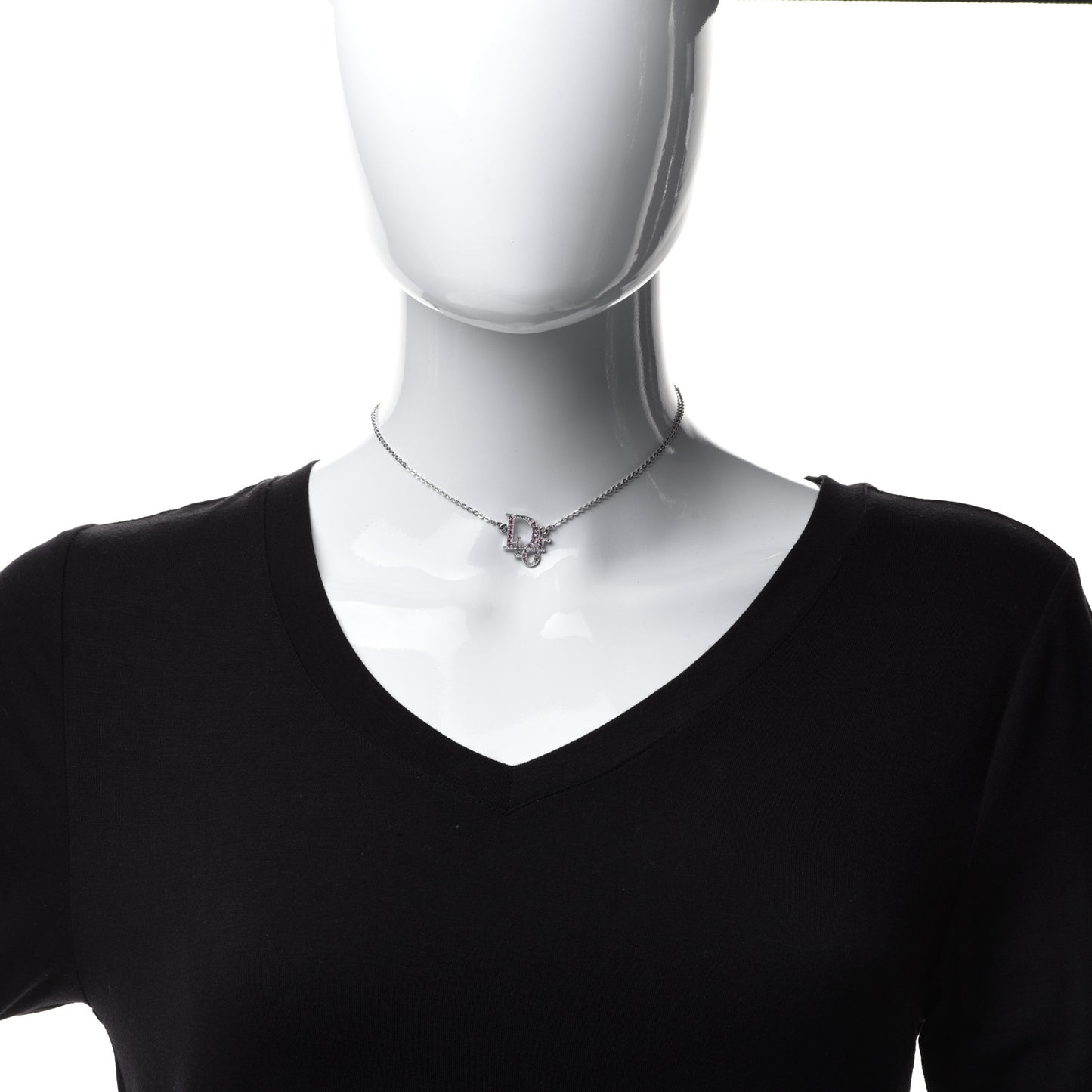 Crystal Logo Necklace Pink