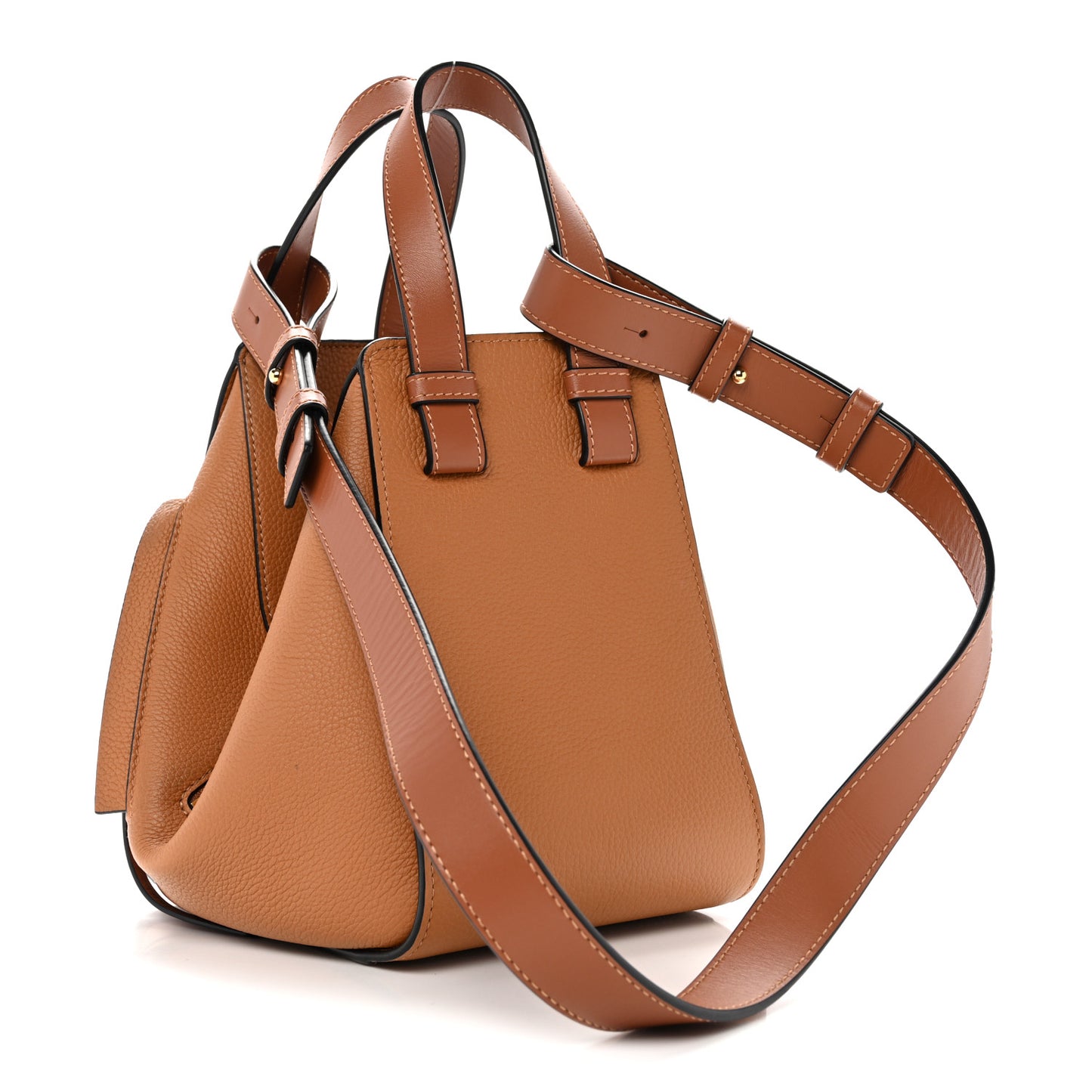 Grained Calfskin Mini Hammock Shoulder Bag Light Caramel