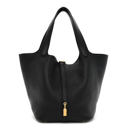 Hermes Taurillon Clemence Picotin Lock 22 MM Black 1 of 10