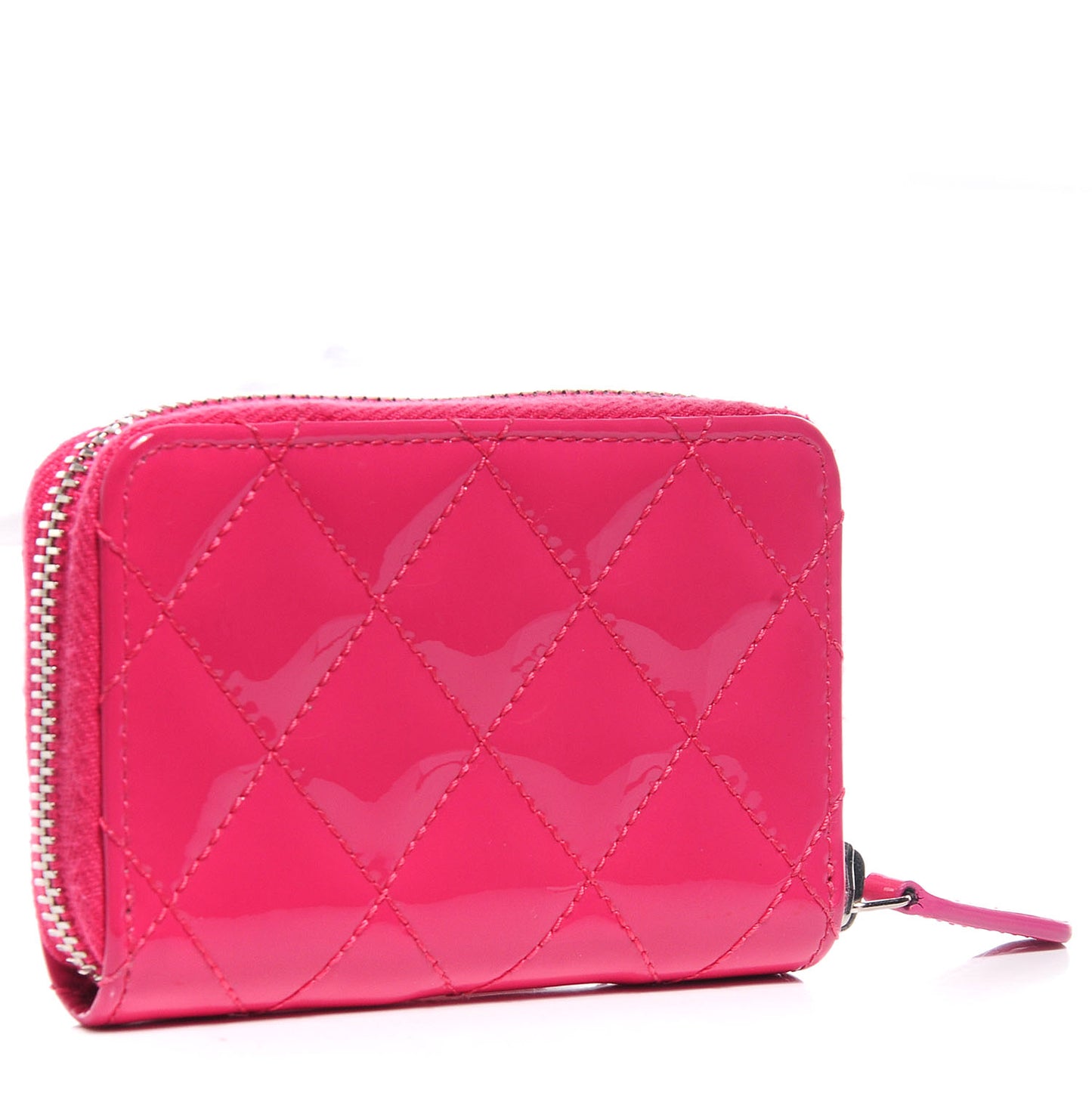 Patent Quilted Zip Coin Purse Fuchsia