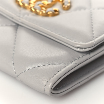 Chanel Lambskin Quilted Chanel 19 Flap Coin Purse With Chain Grey 10 of 10