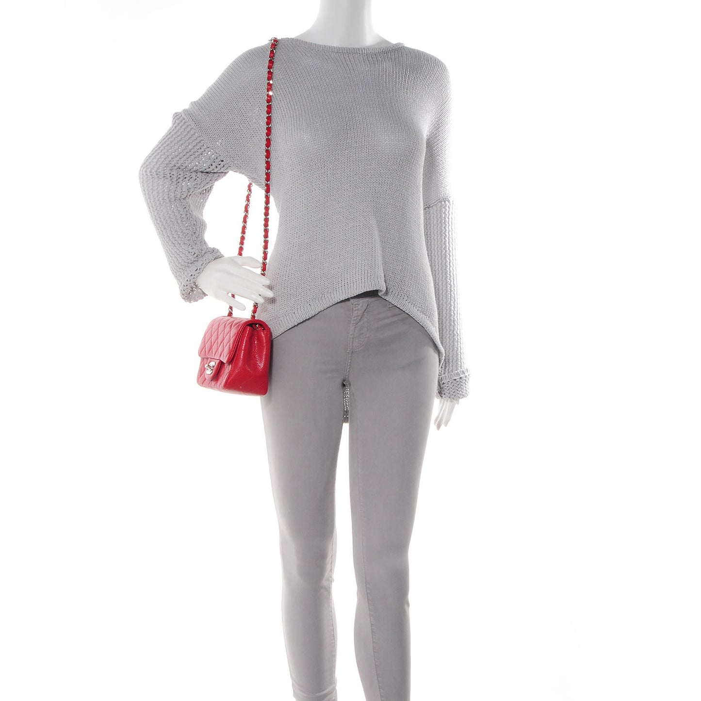 Caviar Quilted Mini Square Flap Red