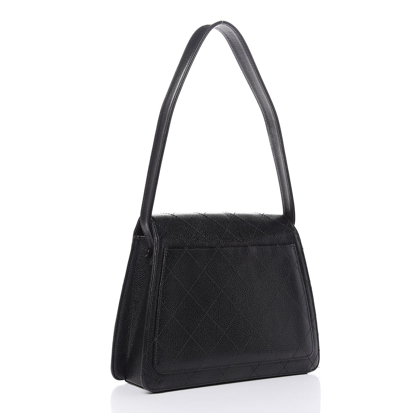 Caviar Quilted Flap Shoulder Bag Black
