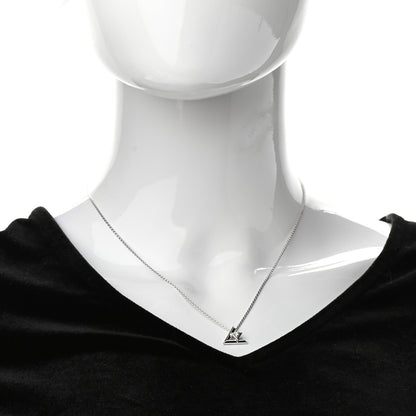 Louis Vuitton 18K White Gold Diamond Small LV Volt One Pendant Necklace 2 of 6