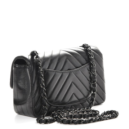Chanel Lambskin Chevron Quilted Mini Rectangular Flap So Black 3 of 8
