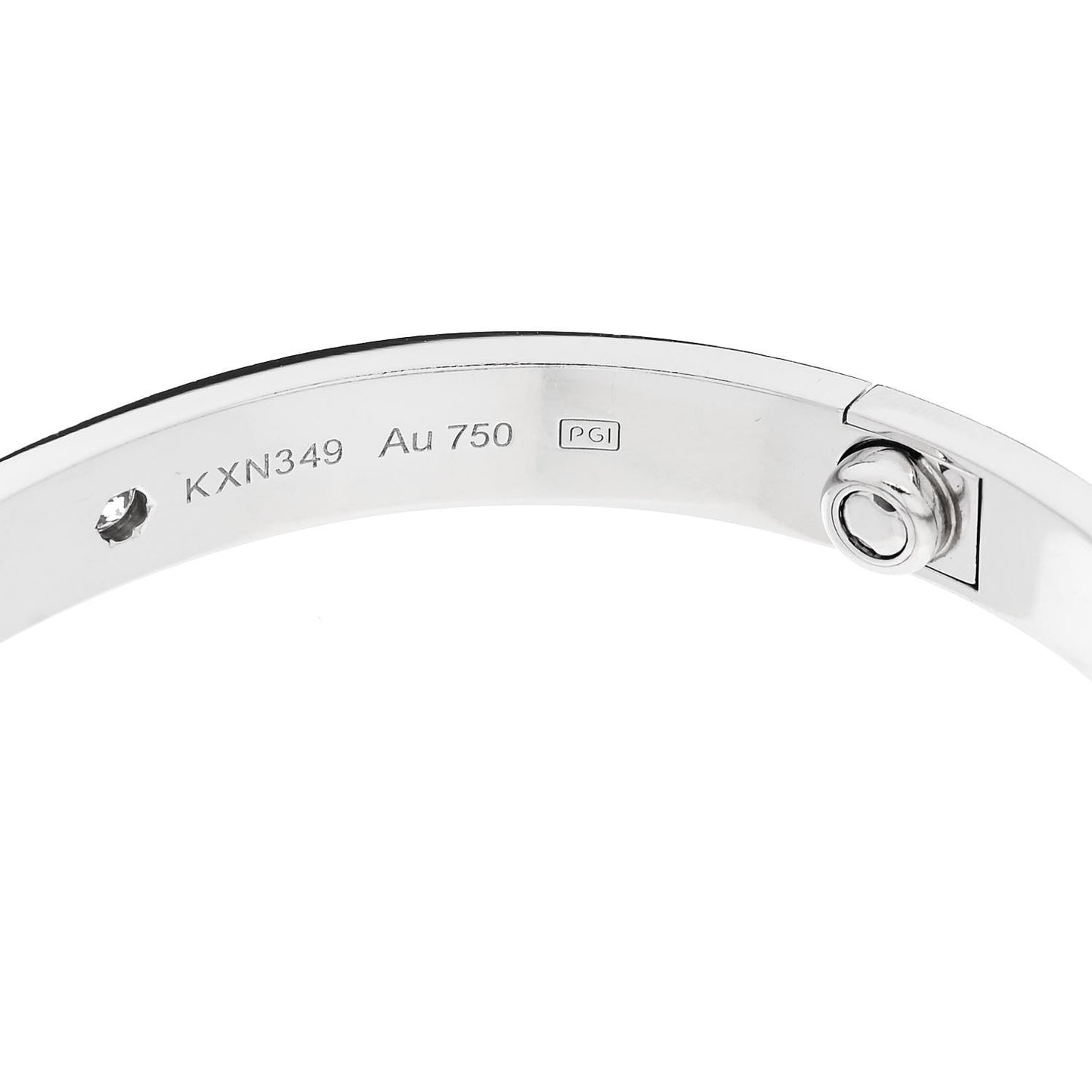 18K White Gold 4 Diamond LOVE Bracelet 17