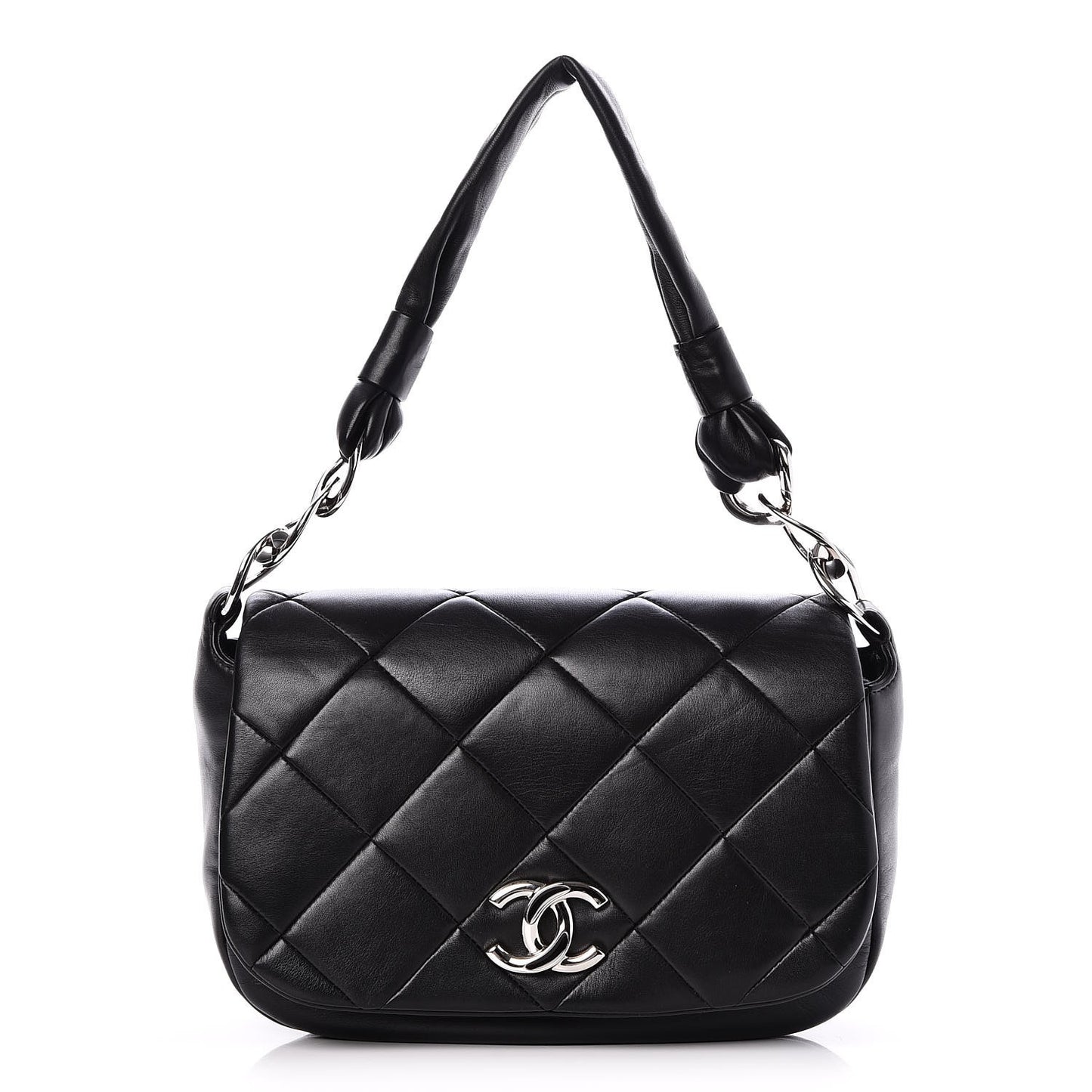 Lambskin Quilted Flap Bag Black