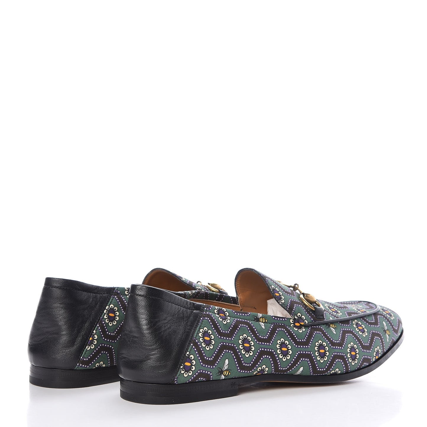 Canvas Lambskin Pearl Eyes Bees Mens Brixton Horsebit Loafers 8 Holly Black