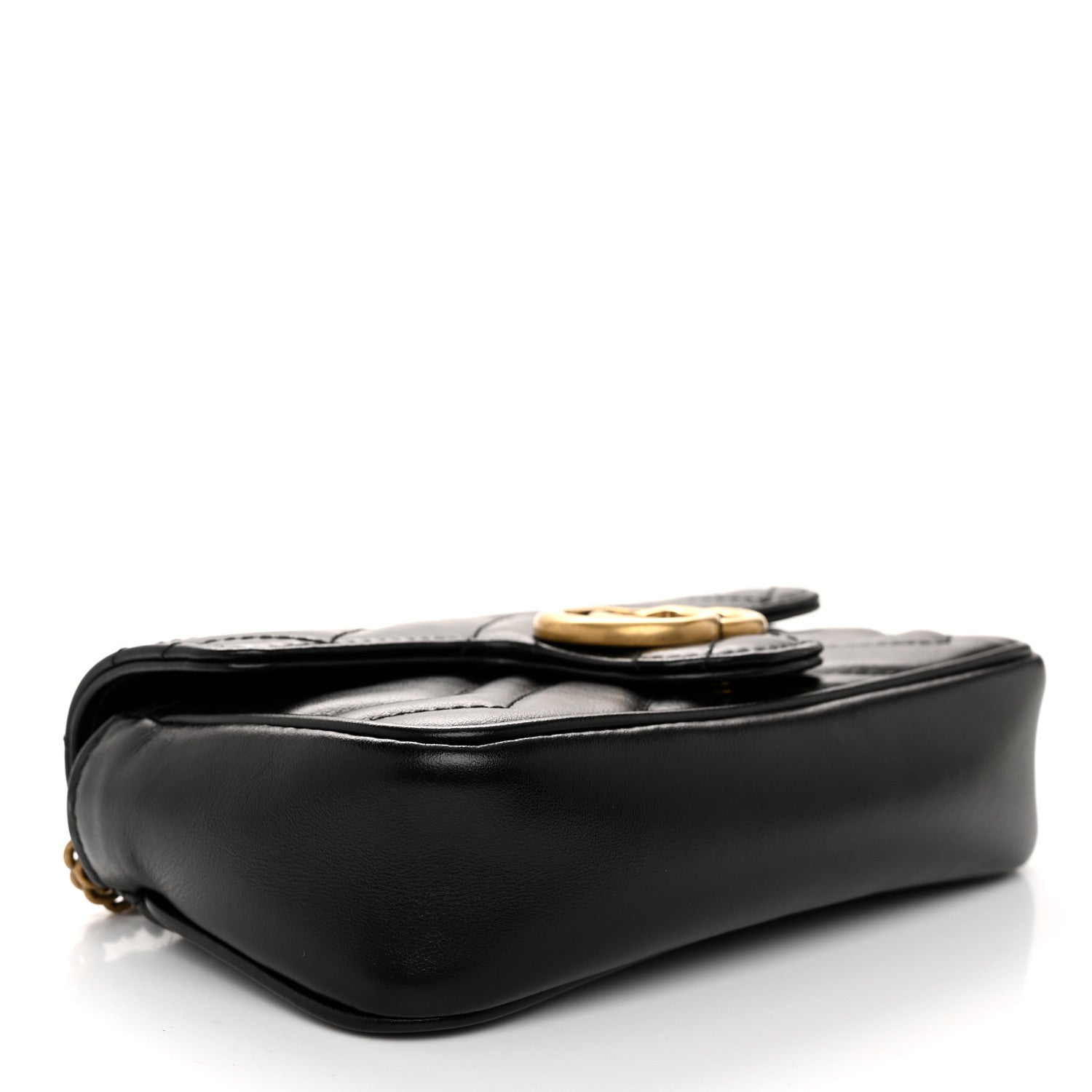 Gucci Calfskin Matelasse Super Mini GG Marmont Shoulder Bag Black 4 of 11