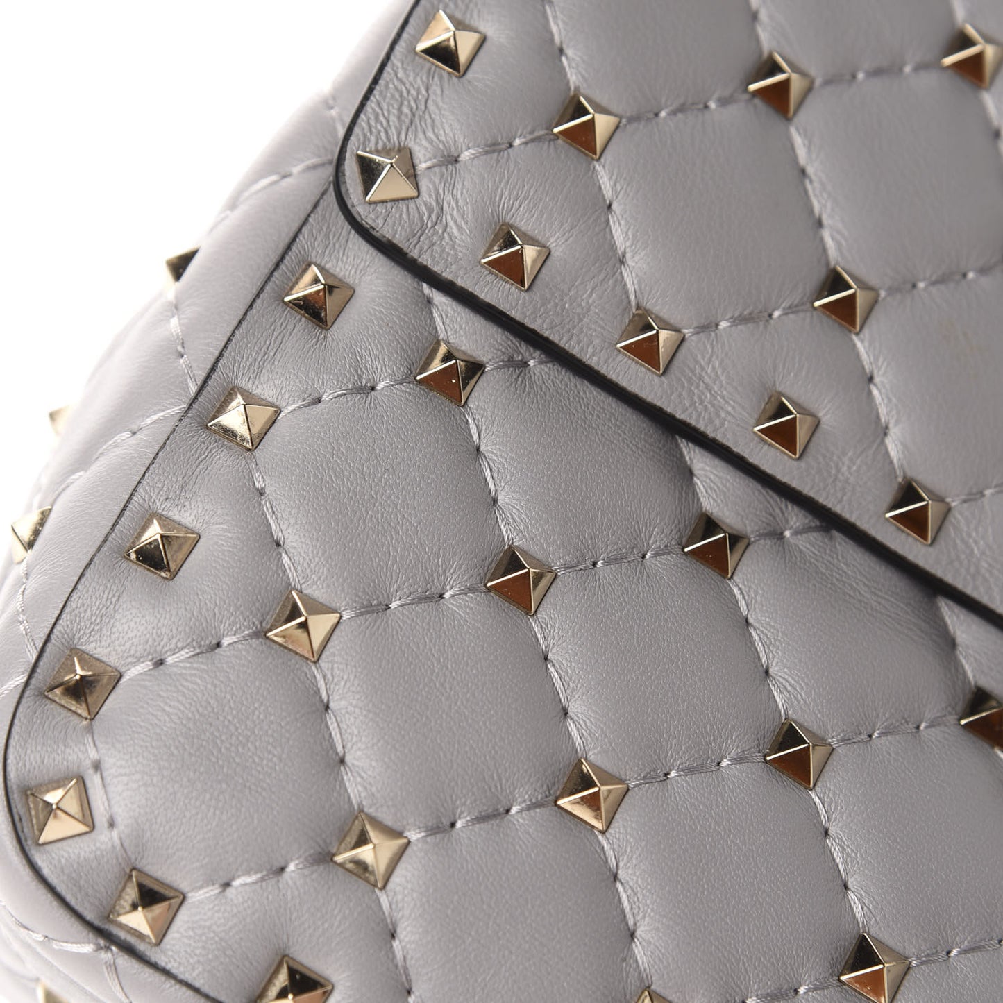 Nappa Medium Rockstud Spike Shoulder Bag Grey