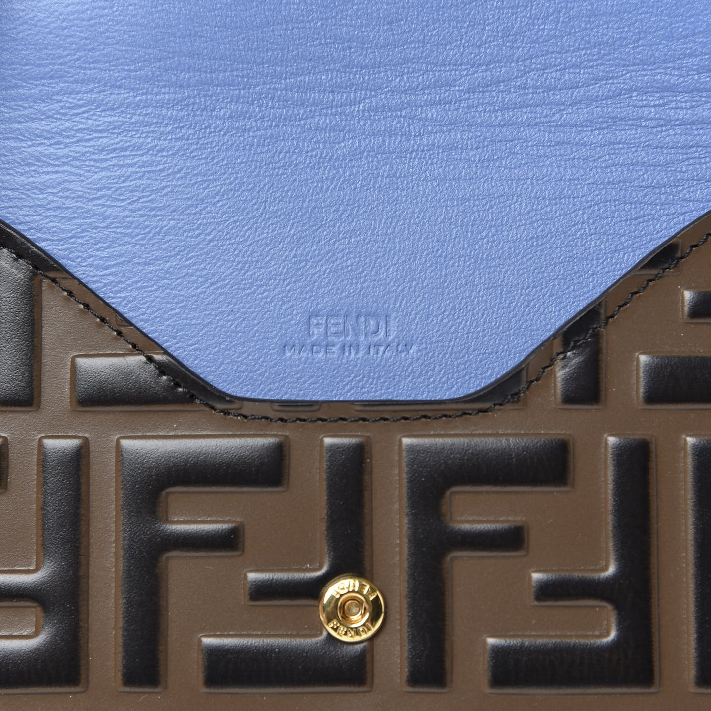 Vitello Cruise F is Fendi Bi-Color FF 1974 Embossed Medium Flat Envelope Pouch Maya Black Nebula